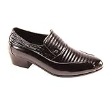 D'Italo 6264 Mens Black Leather Comfort Slip On Cuban Heel Dress Shoes