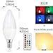 RGB E12 Light Bulb Candelabra LED Bulbs Dimmable 3W RGBW E12 Color Changing Bulb Candle Base E12 Colored Light Bulb RGB+Warm White C35 Candelabra Edison LED Bulbs with Remote Control for Mood Lighting
