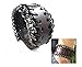 Antique Men's Brown Leather with Metal Chains Cuff Bracelet, Leather Wrist Band Wristband Handcrafted Jewelry SL2499