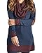 Omerker Womens Scarf Neck Patchwork Long Sleeve Tunic Midi Sweatshirt
