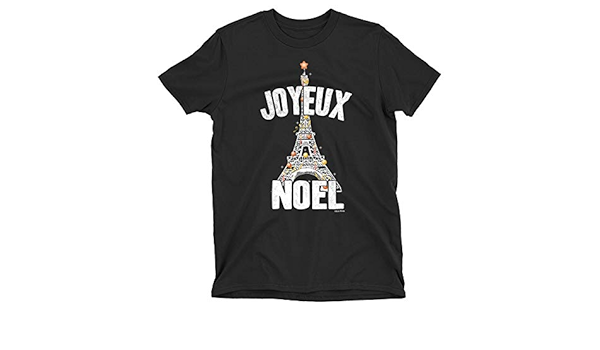 Amazon Com Joyeux Noel Mens Organic Cotton Christmas T Shirt Black Clothing