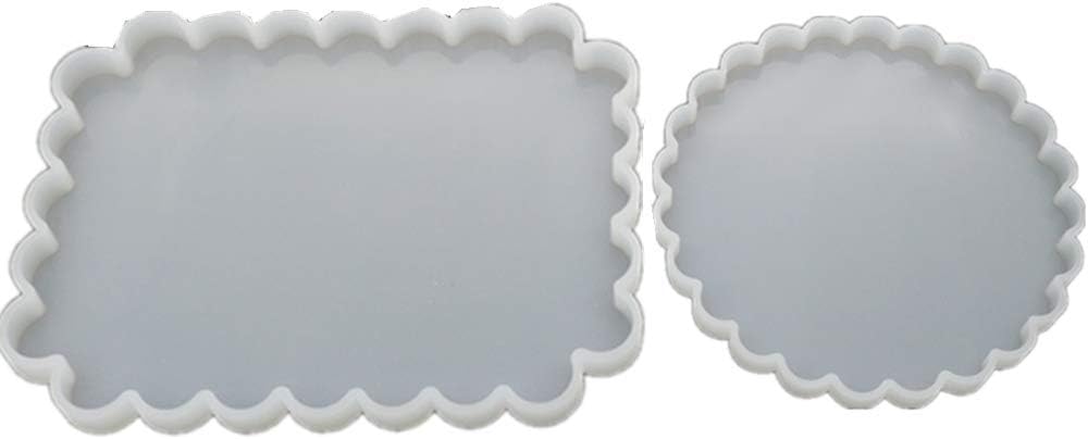 Warmshine 2 Pack Irregular Wave Round Coaster Silicone Resin Molds Epoxy Resin Making Jewelry