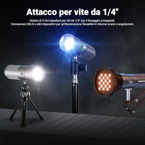 NEEWER BASICS RGB Camera Flashlight with 4 Colours/20 Filters Gobo/7500mAh, 10W Portable LED Video Spotlight, Ambient Light at Sunset in Aluminium Alloy for Lighting Studio Shooting Video, FL10