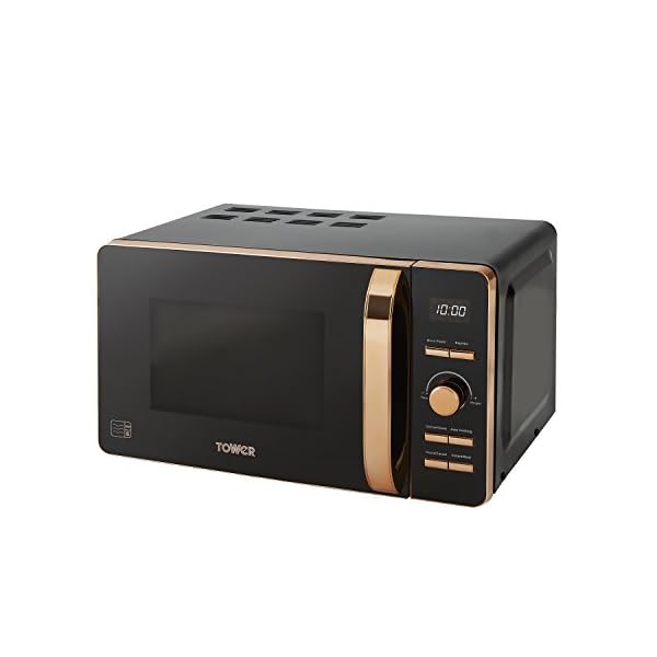 Tower-Digital-Solo-Microwave-with-6-Power-Levels-60-Minute-Timer-Defrost-Function-800-W-20-Litre-Black-and-Rose-Gold Tower T24021 Digital Microwave with 60-Minute Timer and 8 Autocook Settings, 20L, 800W Black and Rose Gold, pack 1