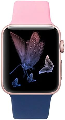 GTDA for Apple Watch Band Series 1 Series 2,2 Different Colors Lengths Combine Together in 1 Soft Silicone Sport Strap for Fashionable Wearing Personality,38mm,S/M,Lightpink and Oceanblue