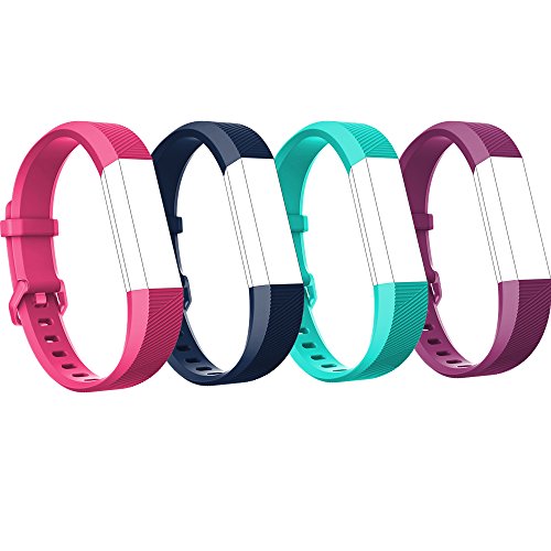 RedTaro Replacement Bands for both Fitbit Alta HR and Fitbit Alta Small Large, New Alta HR Wristbands, Fitbit Alta and Alta HR Accessory Bands (#401 Pink, Navy Blue, Teal and Fuchsia, Large)