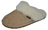 Eurow Sheepskin Women's Hardsole Scuff Slipper - Sand/White