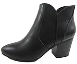 Soda Women's Newbury Leatherette Stacked Heel Ankle Booties