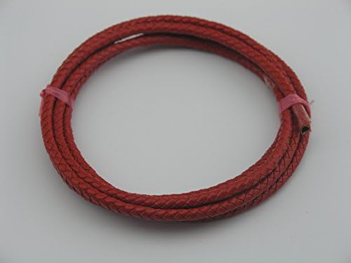 KONMAY 2 Yards 5.0mm Red Genuine Leather Braided Bolo Leather Cord