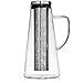 Large Cold Brew Coffee Maker, 1.5L/48oz Premium Quality Glass Carafe with Airtight Stainless Steel Lid Brews Hot or Iced Coffee & Tea, Removable Fine Mesh Filter/Fruit Infuser, Bonus Cleaning Sponge