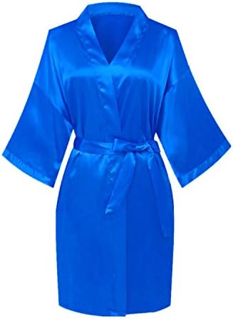Kissria Women's Kimono Bridesmaids Robe Satin Lounge Short Style for Wedding and Bath
