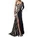 Sue&Joe Women's Prom Gowns One Shoulder Lace Long Sleeve Mermaid Slit Maxi Dress