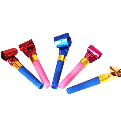 LONG7INES 100 Pcs Funny Party Blowouts Blowers/ Birthday Party Supplies Favors Blowers/ Fun Party Favors, Assorted Colors (100 Pcs)