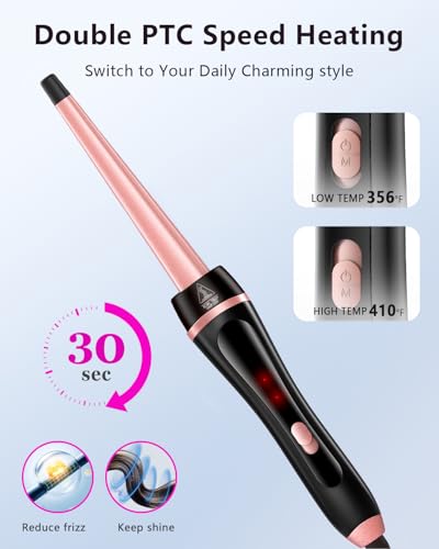 5 in 1 Curling Iron with Heat Brush and Interchangeable Ceramic Barrels (9mm-32mm), Curling Iron Set with Straightening Iron, Instant Heating, Dual Voltage, Gifts for Women