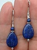 Elegant Handmade Blue Lapis Lazuli Sterling Silver Dangle Earrings Leverbacks Fashion