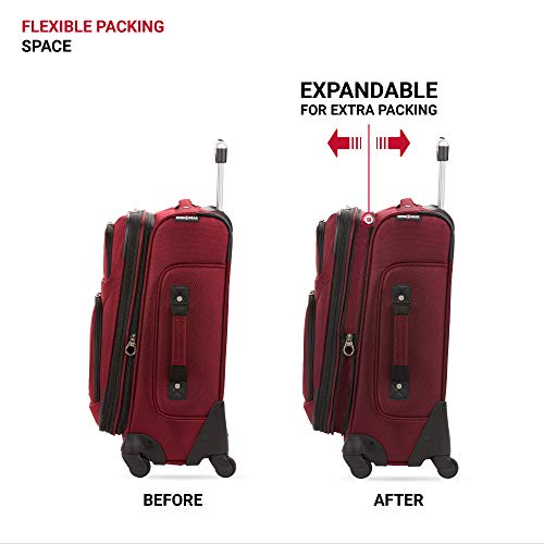 SwissGear Sion Softside Luggage with Spinner Wheels, Burgandy, CarryOn