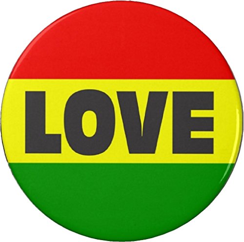 Rasta LOVE Flag 2.25' Large Button Pin Jamaican Calypso Reggae Rastafarian
