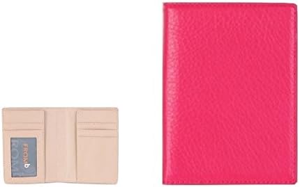 Genuine Leather RFID Blocking Passport Case Cash Wallet ID Card Holder (Hot Pink)