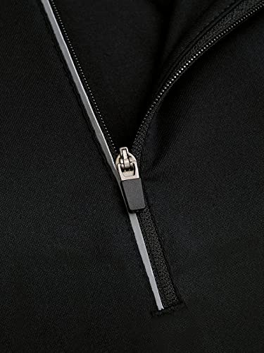 SVILU MEN’S LONG SLEEVE POLO – 1/4 ZIP UP GOLF FISHING SHIRTS RUNNING OUTDOOR ZIPPER CLOSURE BLACK SIZE XL