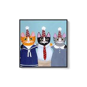 Framed Canvas Wall Art for Living Room, Bedroom Whimsical Animal Illustration VII Canvas Prints for Home Decoration Ready to Hang - 16x16 inches
