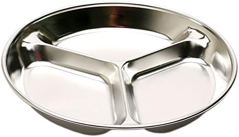 CW living 7.48inches Stainless Steel 3 Sections Round Sauce Dish Plate Platter with Spoons