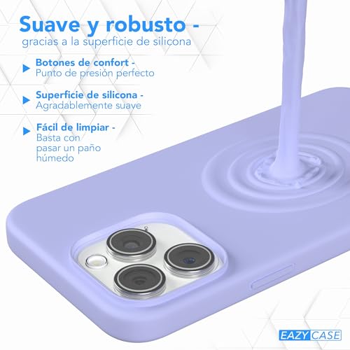 EAZY CASE Premium Silicone Case for iPhone 15 Pro MAX Slim Case with Camera Protection and Inner Lining, Silicone Case, Protective Case, Bumper, Mobile Case in Light Violet