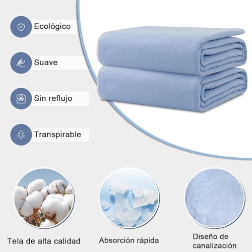 Almohadillas Impermeable para Cama 2Pz, Almohadillas Lavable Ultra Absorbente Reutilizable Antideslizante 90*120CM, Protector de Colchón Pañal para Incontinencia Adulto Niño Mascota Persona Mayor Sofá