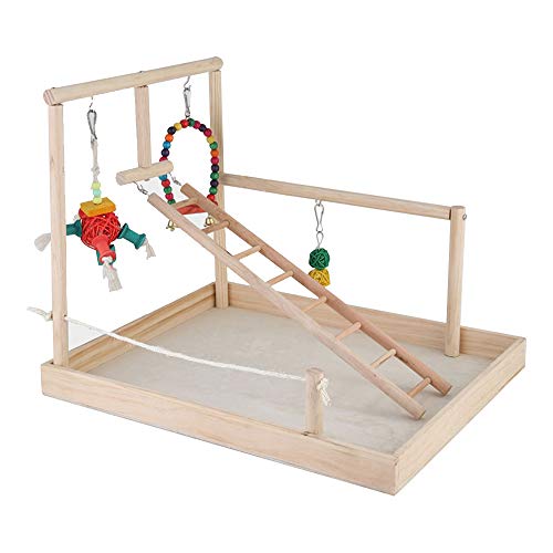 LLY 2019 Parrot Cage Standing Pole Training Frame Bird Perch Parrot Wood Activity Stand Bite Toy Birdcage Exercise for Cockatoo Parakeet Cockatiel