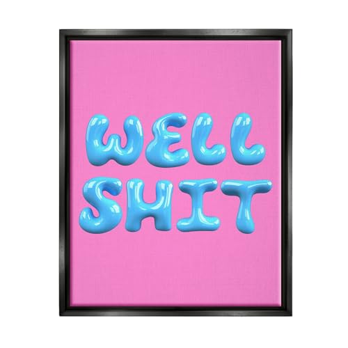 Stupell Industries Pink & Blue Well Sh*t Framed Floater Canvas Wall Art by Hous…
