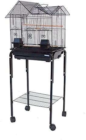 Flyline House Top Bird Cage with Stand for Canary Cockatiel Parakeets Lovebird Finch 18x14x48