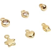 INSPIRELLE 60pcs Crystal Mini Charm Gold Plated Long-Lasting Cute Pendants for Jewerly Bracelet Necklace Making