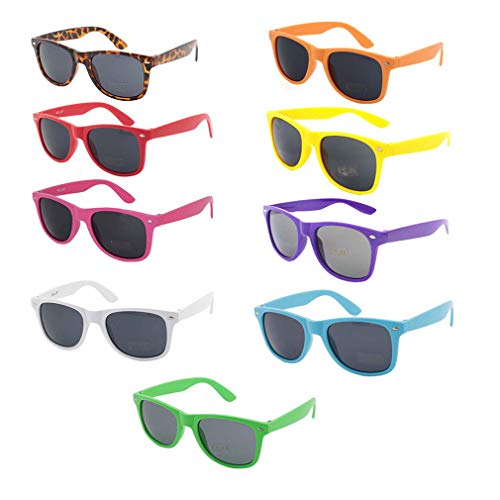 SANGAITIANFU 9 Pcs UV400 Classic Retro Square Neon Colors Sunglasses 80'S Sunglasses (9 Pcs)