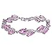 EleQueen Women's Silver-tone Full Cubic Zirconia Marquise Leaf Roman Tennis Bracelet Pink Tourmaline Color