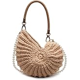 Shell Bag Seashell Bag Handwoven Crochet Shell Purse Summer Beach Tote with Pearl Strap Boho Clutch Shoulder Bag for Women