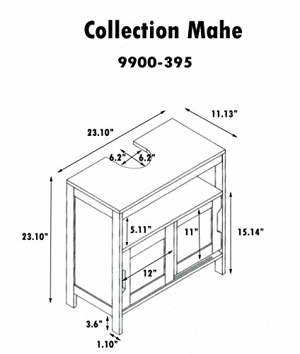 EVIDECO Non Pedestal Under Sink Storage Vanity Cabinet MAHE Bamboo - Thumbnail 4