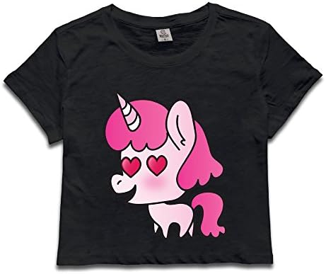 Kaiwa Unicorns Love Women's Summer Short Sleeve Tshirt Relaxed Bare Midriff Crop Top XL
