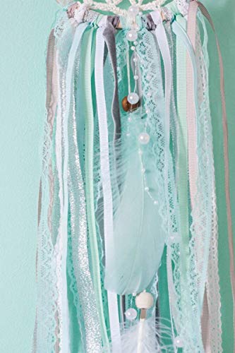 DIY Dream catcher Kit - Make Your Own Craft Project Mint White Diam 5' ( 12.5 cm) Birthday Gift Bridal Shower Favor