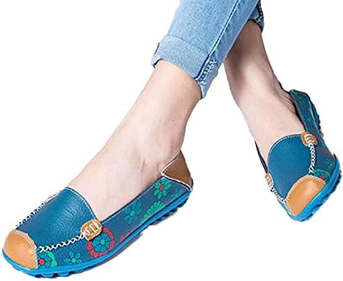 kaifongfu Apparel Clearance！Women Shoes,Leather Shoes Loafers Soft Leisure Flats Female Casual Shoes Wild Bean Shoes (39, Blue)