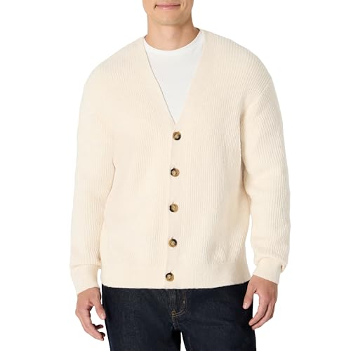Amazon Essentials (Sélection de Demi) Cardigan en Coton Mélangé, Coupe Décontractée Homme, Avoine Chiné, XL