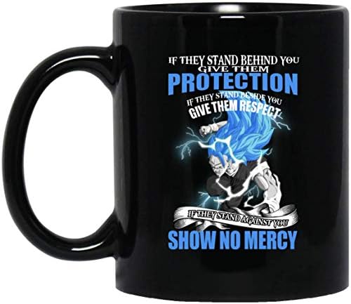 Show No Mercy Dragon Ball Super Saiyan T-shirt For Mens Womens 11 oz Black Mug