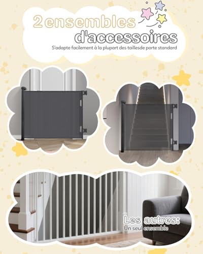 Child Safety Gate 0-140 cm, Baby and Dog Safety Gate for Stairs, Quick Assembly, Secure Locking, Ideal for Stairs, Doors and Corridors, Black