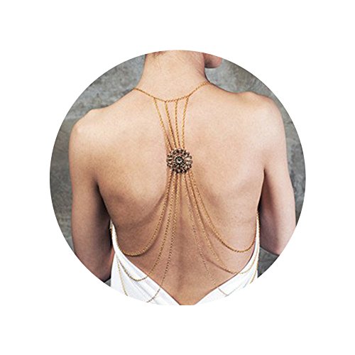 Sundear golden layered harness crossover body chain flo…