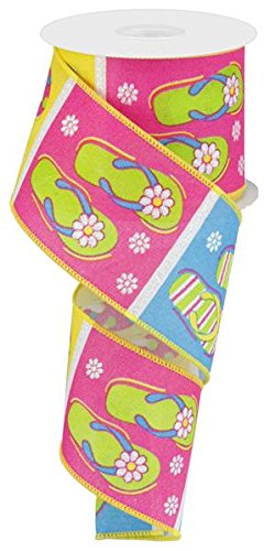 Flip Flops Wired Edge Ribbon, 2.5