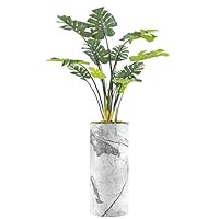 SIGNWIN Monstera Tree with White Granite & Gray Marble Swirl Effect Vase Abstract Rocky Minimalism Zen Relax/Calm Multicolor Cool for Living Room, Bedroom, Office - X-Large 5 Feet (60