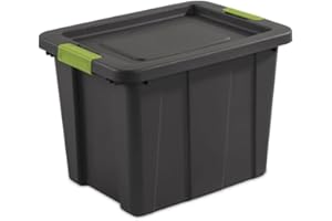 Heavy‑Duty Tuff1 Plastic Storage Tote – Grey, 68L, Stackable with Latches & Handles