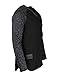 ZIMEGO Long Sleeve Raglan V Neck Henley Round Bottom Semi Longline T Shirt Black on Black Large