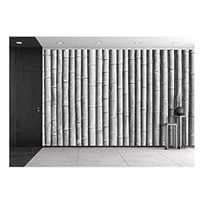 Bamboo Wall Black and White - Removable Wall Mural | Self-Adhesive Large Wallpaper - 66x96 inches