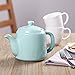 DOWAN Ceramic Teapot, 30 OZ Tea Pot with Filter Hole and Double Slots, Blooming & Loose Leaf Teapot - Turquoise