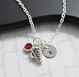 Cheer Megaphone Necklace - Cheerleading Jewelry - Cheer Gifts - Personalized Team Color & Initial - Fast Shipping