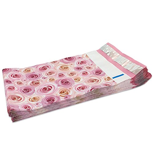 Poly Mailers Roses Designer Mailers Pink Shipping Envelopes Boutique Custom Bags #SmileMail (6x9)